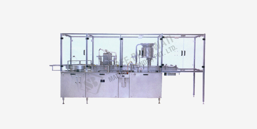 Automatic Four Head Vial Liquid Filling With Pick And Place Type Rubber Stoppering Machine SBFRS-120