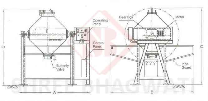 Layout Dry Cone Blender Machine and Dry Powder Mixing Cone Blender